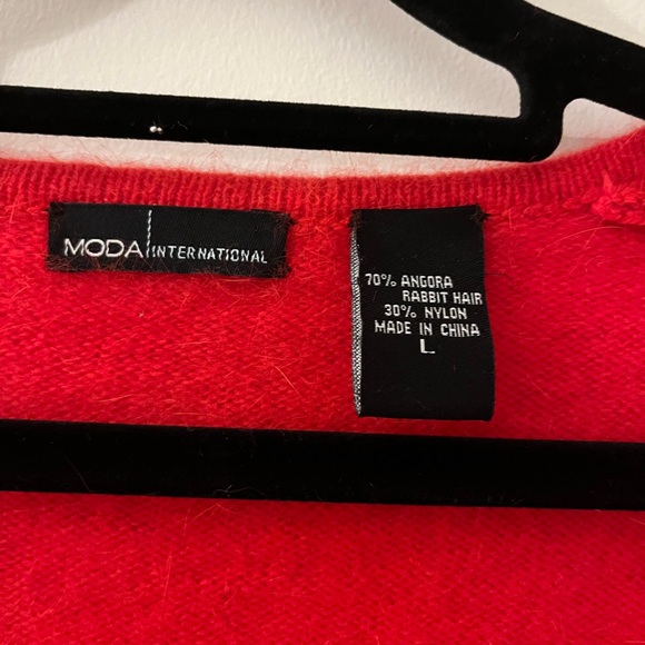 Red Angora Sweetheart Neckline Sweater - Picture 2 of 3